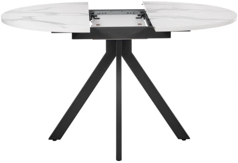 Стол Rudolf круглый раскладной 100-130x100x75см, белый мрамор, чёрный Bradex Home RF 0417