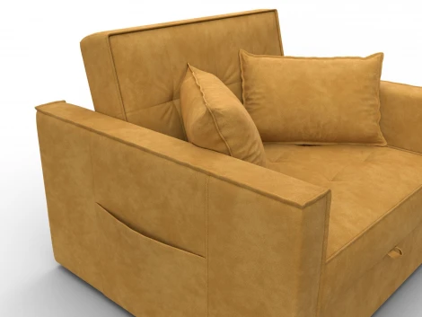 Кресло-кровать Лига-104 (80) (ЛДСП,Брус,Фанера,Велюр/Желтый) Лига Диванов 134847