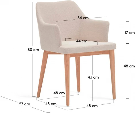 Стул Croft из бежевой синели с ножками из массива ясеня La Forma (ex Julia Grup) арт.148331