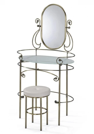 Столик туалетный ALBERT (столик/зеркало + пуф) цвет: Античная медь (Antique Brass)