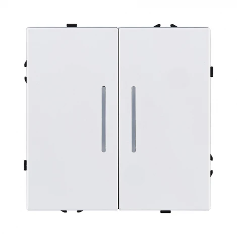 Выключатель 2-клавишный 10А/250В с LED подсветкой, белый глянцевый Kollinger Eclipse EC-010WG