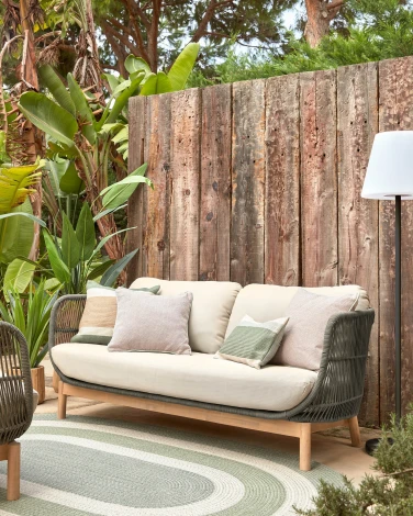 Диван уличный La Forma (ex Julia Grup) Catalina (Зеленый,Серый/ Алюминий,Пена,Веревка,Сталь,Акация)