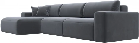 Диван угловой Лига-036 НПБ Классик Лонг левый угол (Серый/Велюр) Лига Диванов арт.121395L