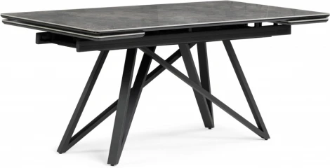 Кухонный стол Notta Вилсон 160(220)х89х75 серый мрамор baolai / черный (Керамика) арт.612185