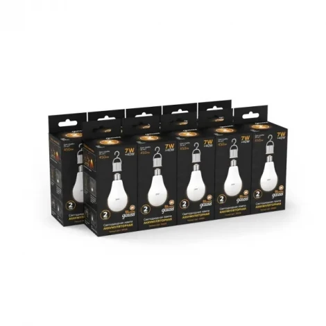 Лампочка светодиодная груша белая колба E27 7 Вт 450 lm 3000K теплое белое свечение Gauss 102402107