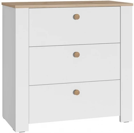 Комод Джастин 16.228.03 (Джастин 16.228.03 белый PE шагрень / дуб белый exclusive OW D4430) Mobi арт.564838