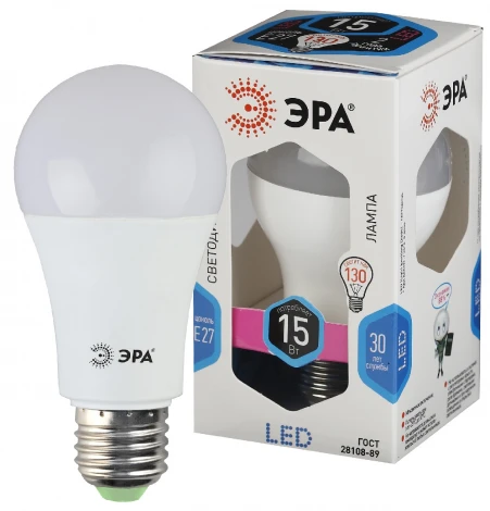 Лампочка светодиодная E27 15W ЭРА LED A60-15W-840-E27