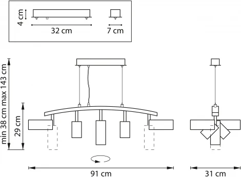 Подвесной светильник Rullo LR735372863 (571735+214437-2+214486-3) (220V, на тросе)