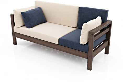 Диван Arsko прямой Домино Б орех велюр молочный/синий