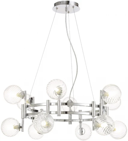 Подвесная люстра Crystal Lux LUXURY SP12 CHROME (220V, на тросе, шарики)