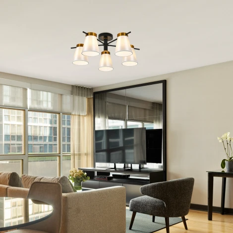 Потолочная люстра на штанге 120005/5R E14*40W Black/Gold Escada Ambient ES0000055