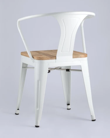 Стул Stool Group TOLIX ARM WOOD с подлокотниками белый УТ000001863