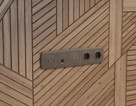 Комплект механизма Ethernet RJ-45 розетки экранированной с автоматической защитной шторкой встраиваемый (темная бронза матовый) Ambrella Volt QUANT MO642005