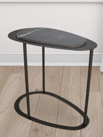 Стол журнальный МеталлАрт М024 черный мрамор/черный Mebelik 009494