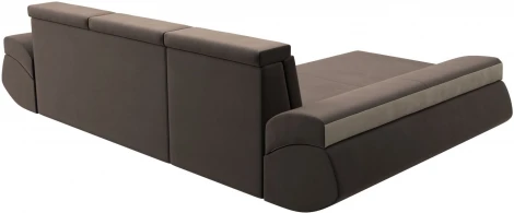 Диван угловой Лига-032 левый угол (Коричневый,Бежевый/Велюр) Лига Диванов арт.121646L