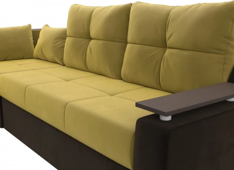 Диван угловой Кронос левый угол (Желтый,Коричневый/Микровельвет) Лига Диванов арт.114617L