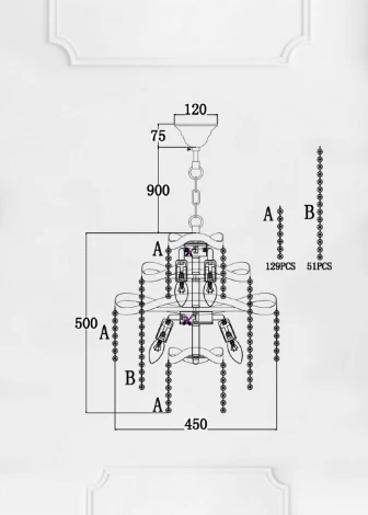 Подвесная люстра Lumien Hall Markellin LH0040/9H-NK-CL