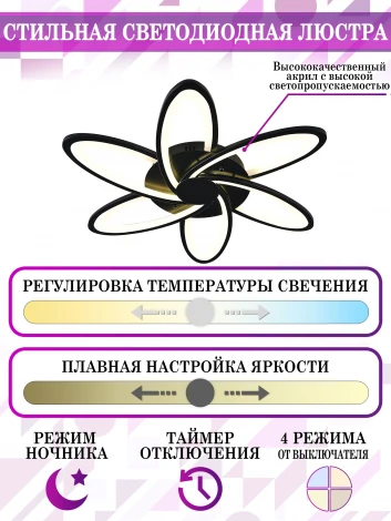 Потолочная люстра Natali Kovaltseva HIGH-TECH LED LAMPS 82008 BLACK