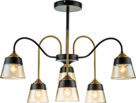 Потолочная люстра на штанге Escada Cobra 1147/6P E27*40W Black/Brass (220V)