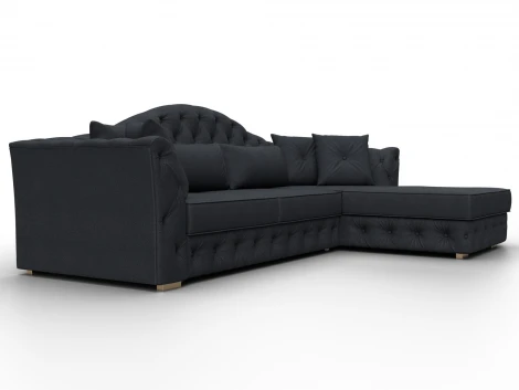 Диван угловой Артис правый угол (Брус,Рейка,Замша/Темно-серый) Лига Диванов 128038