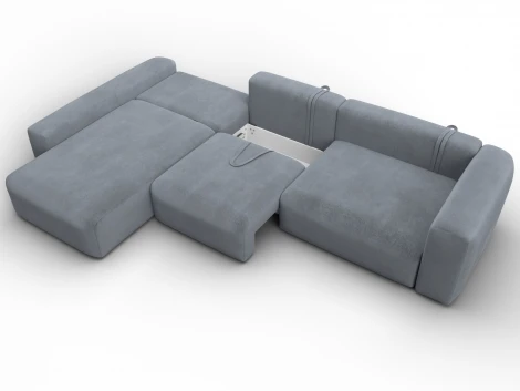 Диван угловой Лига-066 НПБ Лонг угол левый (ЛДСП,Фанера,Брус,Велюр/Серый) Лига Диванов 131228L