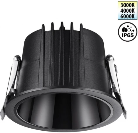 Светильник встраиваемый Novotech Lang 359427 черный с переключателем цв. температуры IP65 LED 15W 220V 3000К\4000К\6000К (круглые)