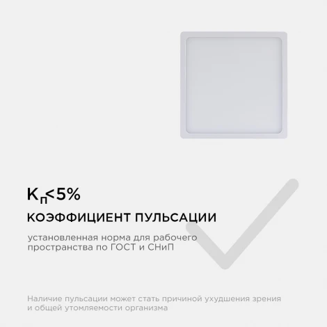 Потолочный светильник светодиодный накладная квадратный 220В 15Вт 1200лм встроенный изолированный драйвер, 6500K Apeyron 06-67