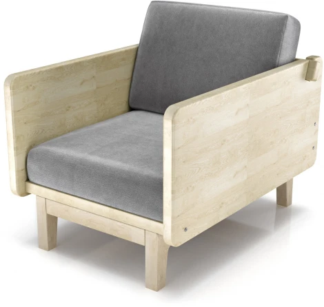 Кресло Arsko Двалин сосна велюр серый