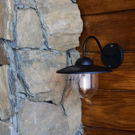 Светильник настенный на солнечной батарее с филаментной лампой, 1*АА Ni-Mh аккумулятор в/к. IP44 Uniel USL-F-152/PT200 LONDON