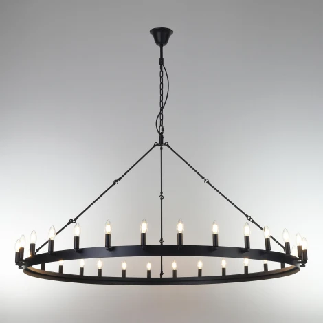 Подвесная большая люстра Citilux Смитсон CL470130 (220V, на цепи, свеча, круглые, под старину, кольцо)