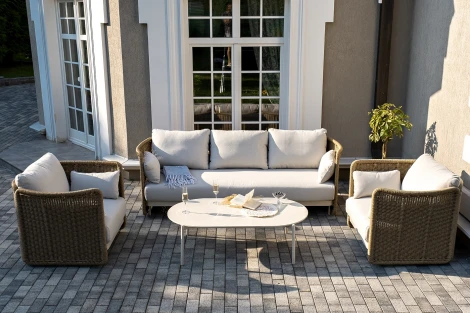 "Аликанте" лаунж-зона из искусственного ротанга, цвет соломенный 4SIS арт.УТ-00007466