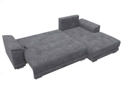 Диван угловой НордСтар правый угол (ДСП,Брус/Пластик/Велюр/Темно-серый) Лига Диванов 127935