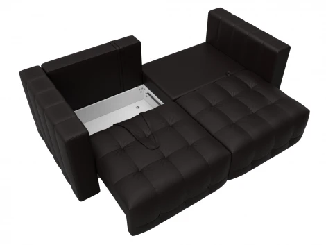 Диван прямой Лига-052 НПБ (ЛДСП,Брус,Фанера/Пластик/Экокожа/Коричневый) Лига Диванов 129903