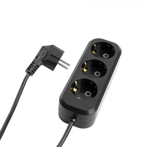 Удлинитель 3-х местный с заземлением 5 метров (черный) Stekker Home 50420