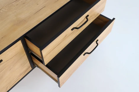 Тумба под телевизор Ивару Виртон (Металл,ЛДСП/Черный,Дуб крафт золотой) 101433