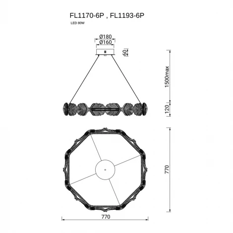 Подвесная люстра светодиодная Fluorite Pianta FL1170-6P