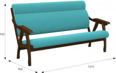 Диван Вега 10 ткань бирюза, каркас орех от фабрики Mebelik