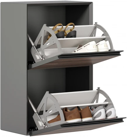 Обувница Флекс, Оникс Серый/Белый/Вяз дымчатый, Любимый дом