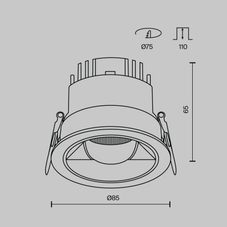 Встраиваемый светильник круглый Maytoni Parete DL100-12W2.7-3-4K-RD-B (LED, 220V, круглые)