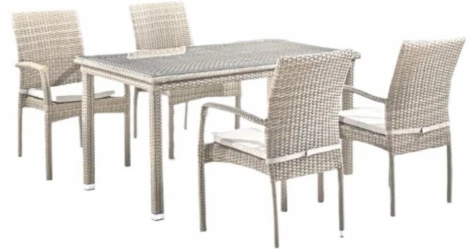 Комплект плетеной мебели Afina T256C/Y376C-W85 Latte (4+1) + подушки на стульях