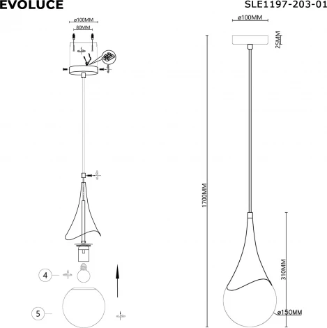 Подвесной светильник Evoluce Fiori SLE1197-203-01 Золотистый/Белый E27 1*40W (220V, на проводе, шар)