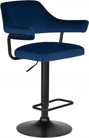 Стул барный DOBRIN CHARLY BLACK (синий велюр (MJ9-117)) 5019_BlackBase-LM BLACK, цвет сиденья синий (MJ9-117), основания черный
