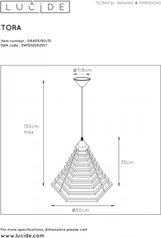 Подвесной светильник Lucide Tora 08405/50/31