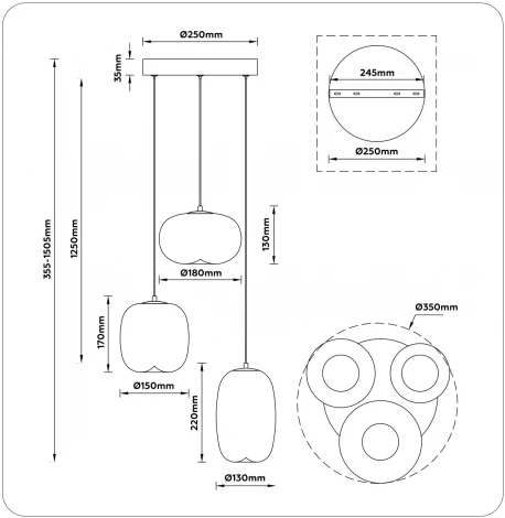 Подвесной светодиодный светильник Ambrella High Light LH11099 (220V, на проводе, круглые)