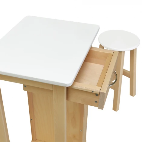 Тумба с табуретом белый/лак Mebelik 008481