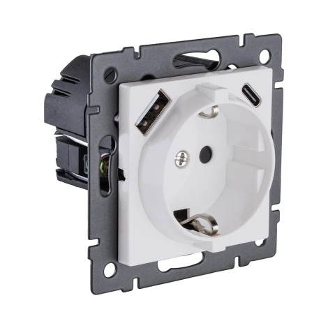Розетка штепсельная SCHUKO 16A/250 В с USB A+C 20W, белый матовый Kollinger REA-004WM для Aspekt, Eleganz, Reflex