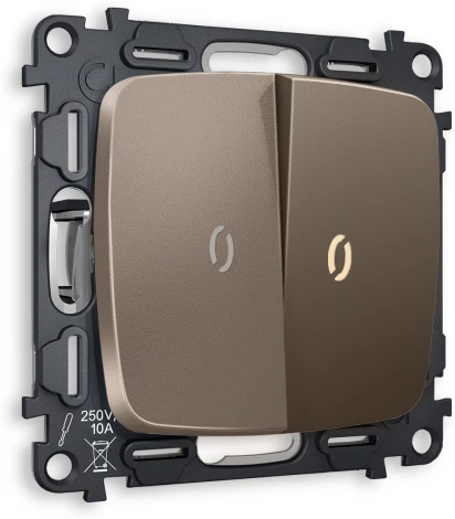 Комплект механизма Ambrella Volt 2-клавишного выключателя с подсветкой 3200K OMEGA MO634010 Темная бронза матовый QUANT