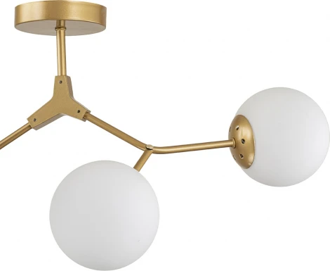 Потолочная люстра на штанге Escada Bliss 642/5PL 5х60Вт E27, металл/стекло, золото шампань (220V, шарики)