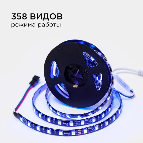 Комплект адресной светодиодной ленты 24В 14,4Вт/м SMD5050 60д/м IP65 ширина подложки 10мм(черная) 2м, RGB с аксессуарами Apeyron 10-97