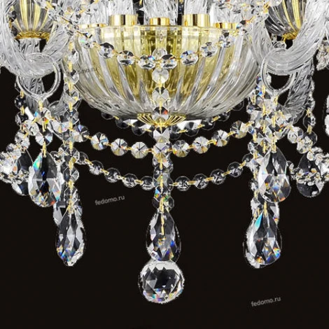 Подвесная люстра Omnilux Bonaita OML-70103-06 (220V, хрусталь, подвески, на цепи, подсвечник, свеча)